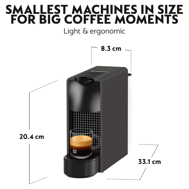 Original Essenza Mini Matt Black Product Dimensions